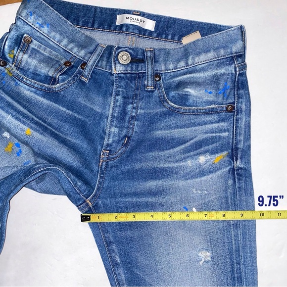 MOUSSY VINTAGE Dixie Distressed Skinny leg pain splatter Blue Jeans - Picture 15 of 15